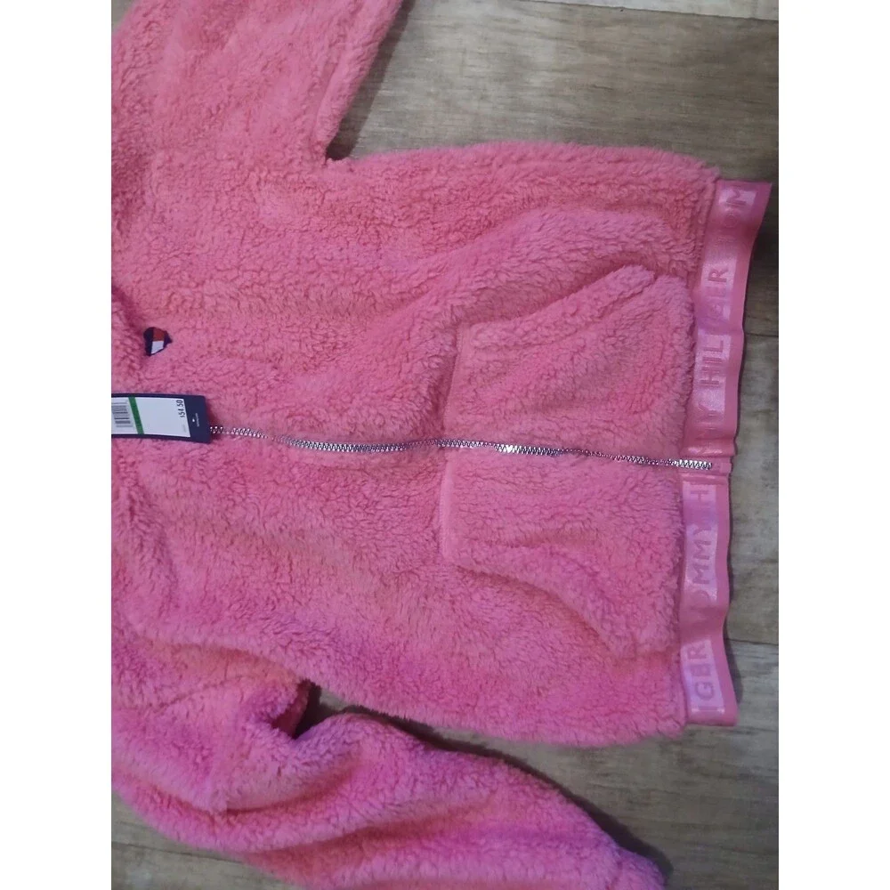 Tommy Hilfiger Girls Pink Sherpa Jacket Hot Pink Full Zip Size Large 12/14